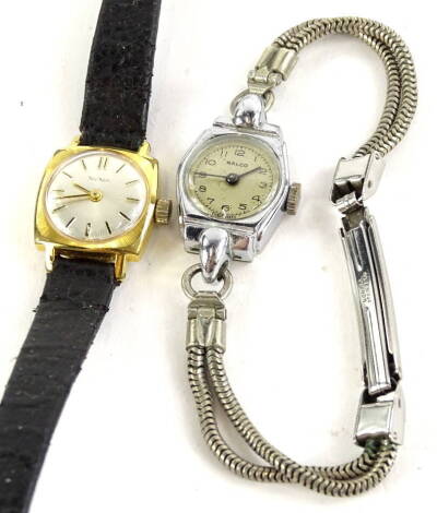 Two wristwatches, to include a Numa gold plated wristwatch and a Ralco stainless steel wristwatch. (2)