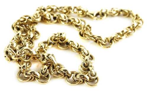 A 9ct gold necklace, stamped to clasp 375, 39.5g.