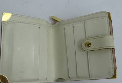 A Louis Vuitton Suhali leather bi-fold wallet, in white with brass zipper, stamped Louis Vuitton made in France to interior. - 2