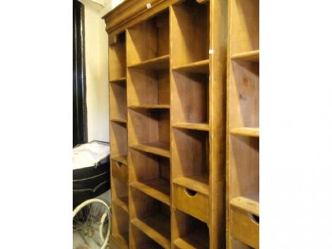 A modern rustic oak open bookcase