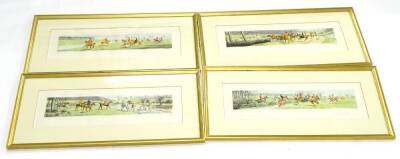Eugene Tily after Harington Bird. Hunting scenes, set of four coloured engravings, 17cm x 53cm.