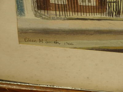 Eileen M Smith. Street scene, watercolour, signed and dated 1966, 27cm x 38cm. - 3