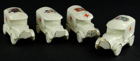 Four First World War crested ambulances, crests for South Shields, Doncaster, Luton and Matlock Bath.