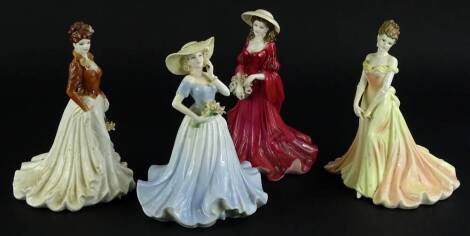 Four Coalport figurines, for Spring, Summer, Winter and Autumn.