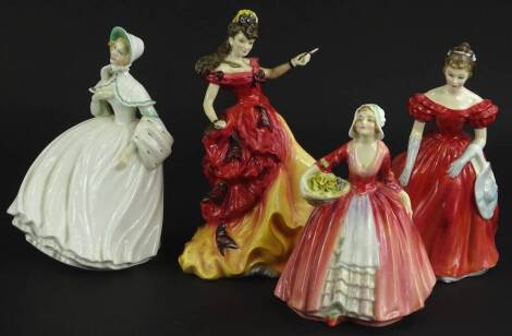 Four Royal Doulton porcelain figurines, for Janet, Jessica, Belle and Winsome.