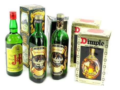 Various bottles of spirits, to include two bottles of Haig Dimple, in original packaging, Glenfiddich etc.