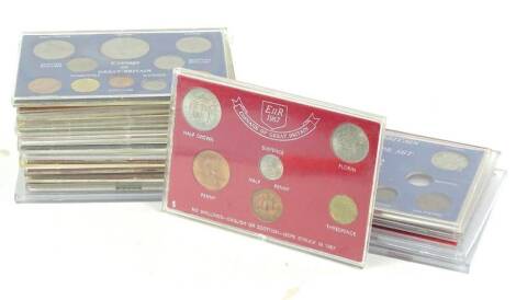 Various Elizabeth II coinage of Great Britain sets, low denomination, some including Churchill crowns, George V coin sets, etc., (a quantity).