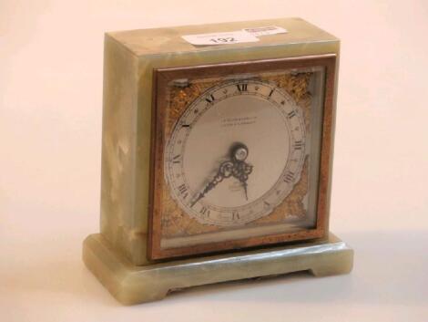 A green onyx mantel clock