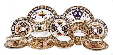 A Royal Crown Derby Imari pattern part tea service, to include two serving plates, 23cm Dia. cups, saucers, jug, etc, varying patterns, 2451, etc. (a quantity)