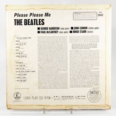 The Beatles record Please Please Me, 33 1/3 Parlophone stereo first pressing, with Dick James credits, gold on black ground, YEX 94/1 and YEX 95/1, in slip wrapper and outer sleeve. - 2