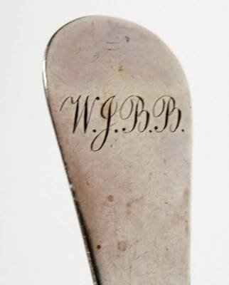 A George III silver tablespoon, old English pattern, engraved, Exeter 1799, 23cm W, 2oz. - 2