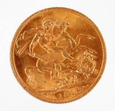 A George V gold full sovereign, 1915.