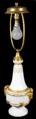 A 20thC Royal Copenhagen neo-classical design table lamp, no. 414/11537, with gilt highlights, marks beneath, 61cm high.