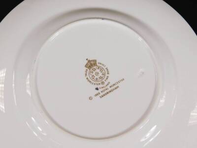 A Royal Worcester Sandringham pattern part dinner service, to include eight dinner plates, 26cm Dia. side plates, bread and butter plates, coffee cans, etc. printed marks beneath. (a quantity) - 3