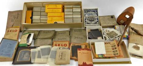 Various slides, slide viewer, 34cm W, other related ephemera, etc. (a quantity)