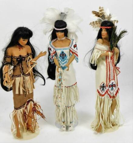 Various Ashton-Drake Galleries dolls, to include Wedding Of Raven Wing, 49cm H, etc. (3, boxed)