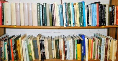 Various books architecture related etc., mainly hardback, to include Monmouthshire Houses, The History of The King's Works, The Golden Age and Anglo Saxon, various other subjects, Wells Cathedral, The Last Country Houses, etc. (2 shelves)