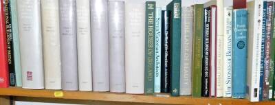 Various books architecture related etc., mainly hardback, to include Monmouthshire Houses, The History of The King's Works, The Golden Age and Anglo Saxon, various other subjects, Wells Cathedral, The Last Country Houses, etc. (2 shelves) - 2