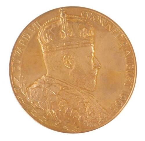 An Edward VII and Queen Alexandra 1902 Coronation medallion, 6cm Dia.