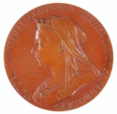 A cased Queen Victoria bronze medallion, 6cm Dia. - 2