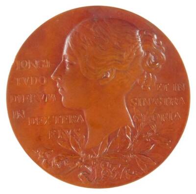 A cased Queen Victoria bronze medallion, 6cm Dia. - 3