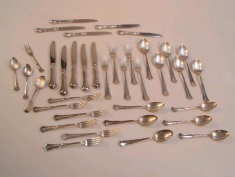 German silver flatware and cutlery with thread button handles