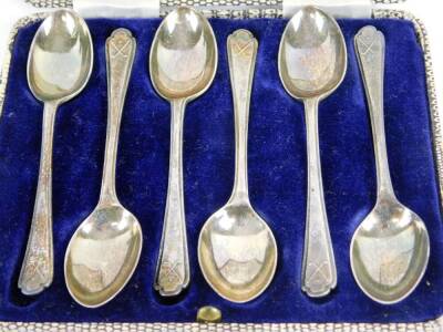 Various silver, etc. teaspoons sets of six to include some headed with golf clubs, medicine pusher, 10cm W, cigarette case, approx. 8oz of silver. (a quantity) - 2