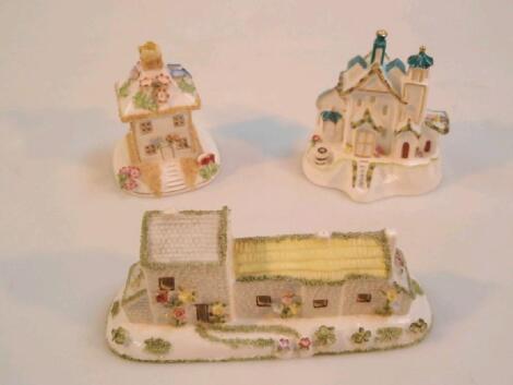 Three Coalport bone china cottages; the summerhouse