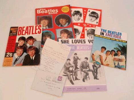 A selection of Beatles ephemera including a letter from 'Christine'