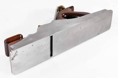 A Karl Holtey 14" smoother wood plane, with twin thread adjusters, stepped front and shaped back handles and brass mounts, stamped and numbered no.1, 35cm W, in baize pouch. (unused) - 5