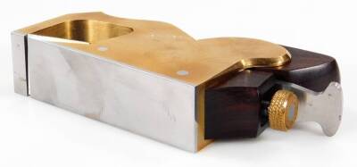 A Karl Holtey 5" low angle wood plane, with twin thread adjuster, back handle, brass sides dovetailed onto steel, 14cm W, in baize pouch. (unused) - 5