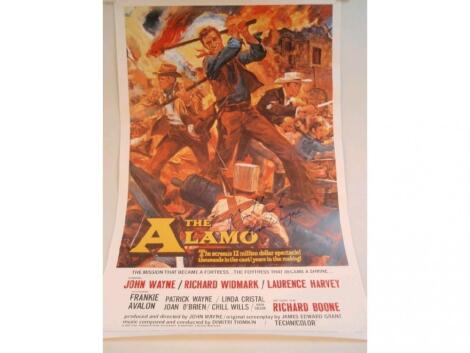 A signed poster of the Alamo by John Wayne