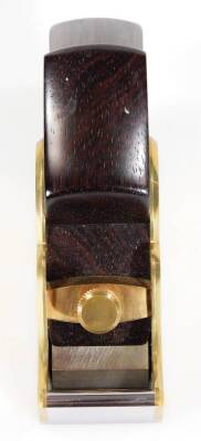 An Karl Holtey 6" rebate wood plane, with a shaped sleigh body and infill with brass sides dovetailed onto steel, 16cm W, in baize pouch. (unused) - 4