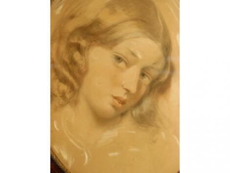 19thC School. Head portrait of a young girl