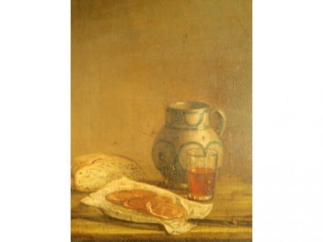 19thC School. Still life of bread