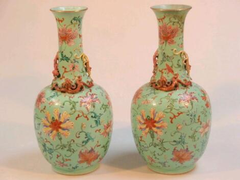 A pair of Chinese bottle vases