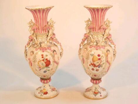 A pair of early 20thC German vases