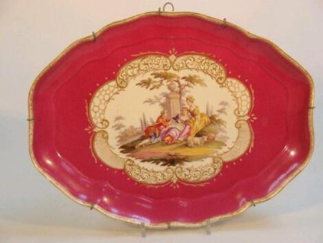 A Meissen shaped oval tray