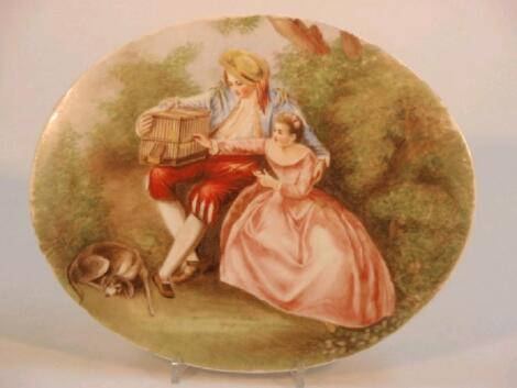 A 19thC German porcelain oval plaque