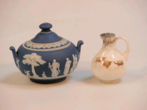 A Wedgwood blue jasper circular bowl and cover