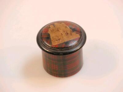 A tartan ware cylindrical box and cover