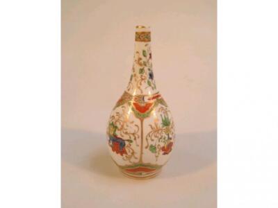 A 19thC Chinese porcelain bottle vase painted with panels of Shi-Shi