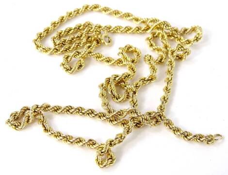 A 9ct gold rope twist chain, 63cm L overall, 5.6g all in.