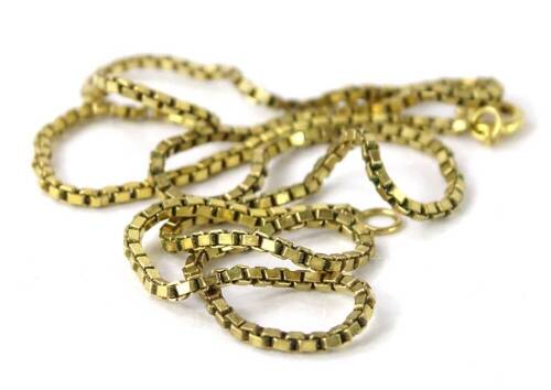 A 9ct gold box link chain, 40cm long, 4.6g all in.