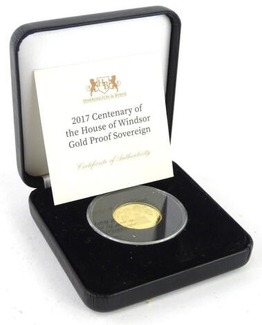 A 2017 gold proof sovereign, 2017 Centenary of the House of Windsor, boxed etc.