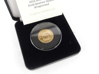 A 2016 quarter ounce gold krugerrand, boxed etc. - 2