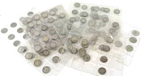 Various nickel silver and silver shillings from George IV onwards.