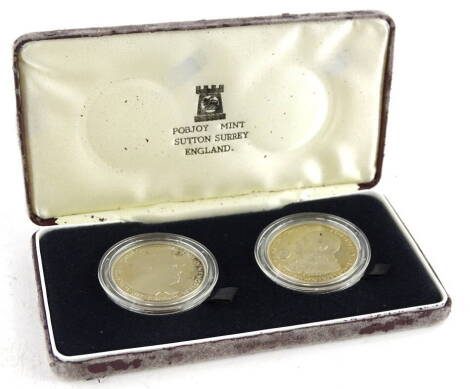 A Winston Churchill Isle of Man 1990 twin crown set, in original packaging.