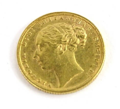 A Queen Victoria 1872 full gold sovereign.