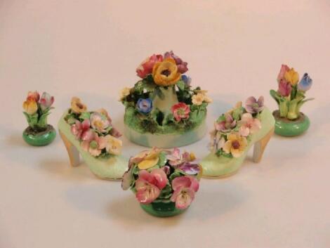 Various porcelain flower clusters